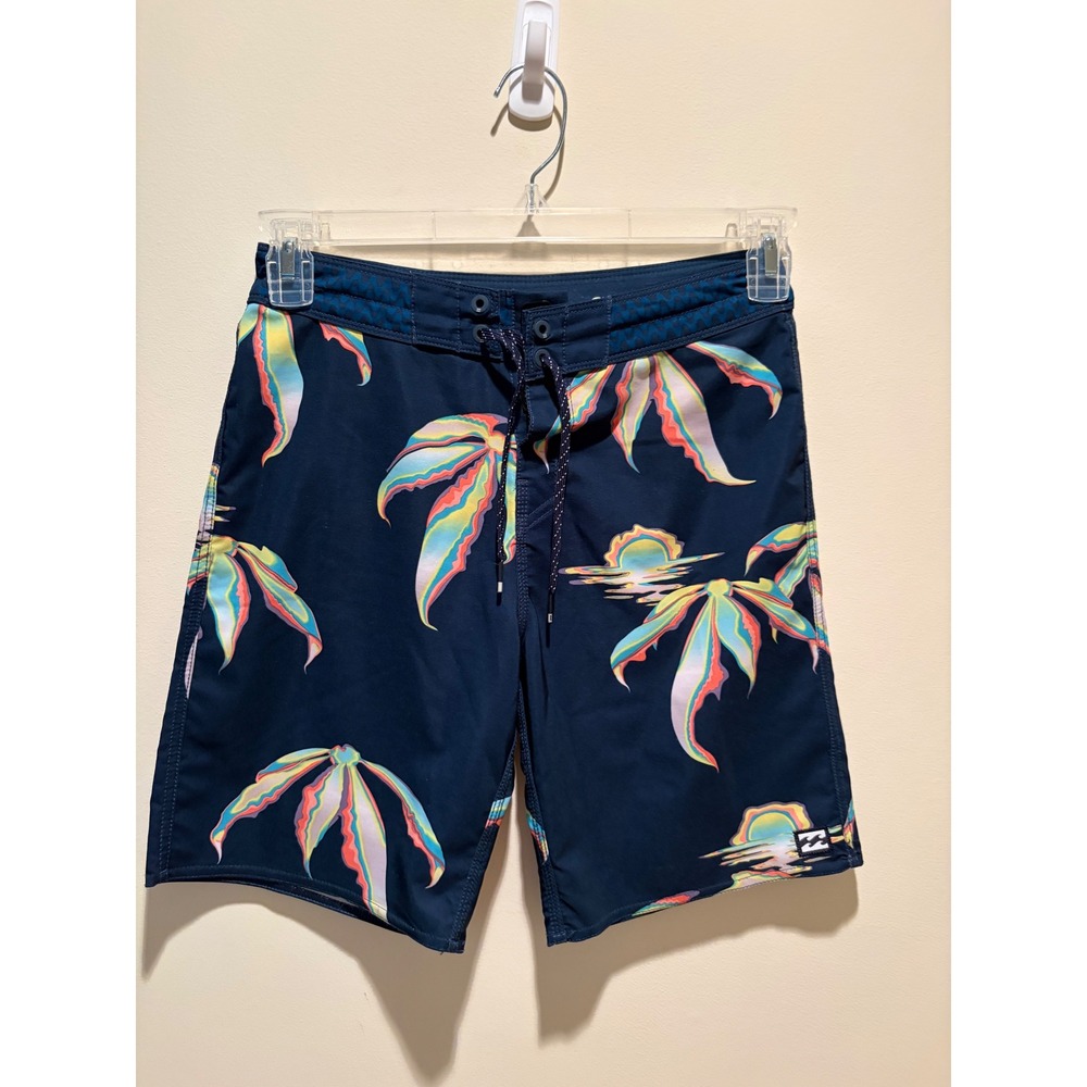 Billabong Recycler Sundays Pro Board Shorts Navy Tropical Palm Print Mens 26